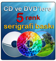 cd ve dvd'lere 5 renk serigrafi baskı